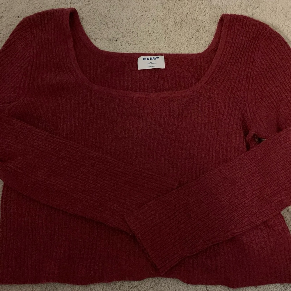 Old Navy Burgundy Soft Knit Sweater XL Scoop Neck Cozy Minimalist Fall
